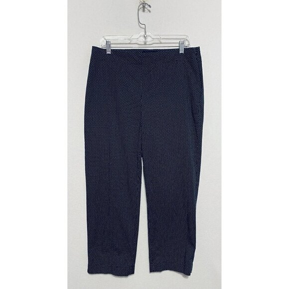 Talbots Womens Classic Side Zip Polka Dot Pants Straight Leg Black Stretch Sz 10 - Picture 1 of 9